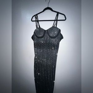 BLACK AND SILVER MESH JEWLED BIRTHDAY DRESS